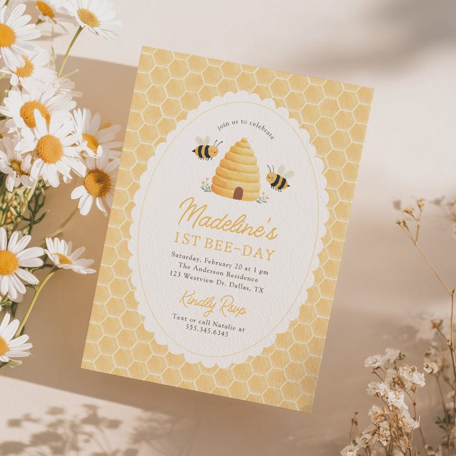 Invitación Primer cumpleaños Día de la Abeja (Subido por el creador)