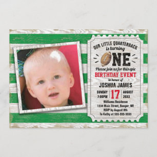 Invitación Primer cumpleaños foto verde rusa de fútbol