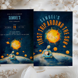 Invitación Primer cumpleaños galáctico: Celebración de la órb