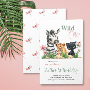 Invitación Primer cumpleaños Jungle Fiesta safari salvaje uno