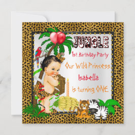 Invitación Primer cumpleaños Leopard Jungle Safari Wild Brune