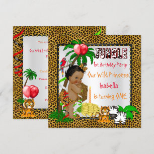 Invitación Primer Cumpleaños Leopardo Jungla Safari Salvaje É