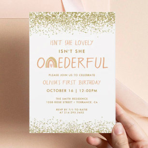 Invitación Primer cumpleaños maravilloso del Chica moderno ar