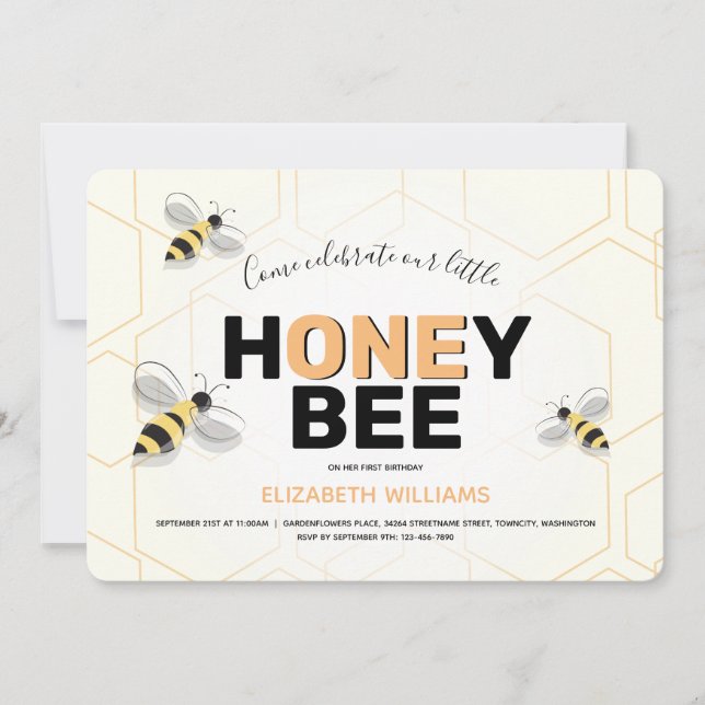 Invitación Primer cumpleaños Naranja negro amarillo Personali (Anverso)