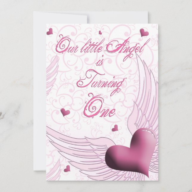 Invitación Primer cumpleaños - Nuestro pequeño ángel (Anverso)