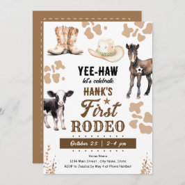 Invitación Primer cumpleaños occidental de Rodeo