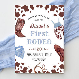 Invitación primer cumpleaños occidental de Rodeo Cowboy Wild