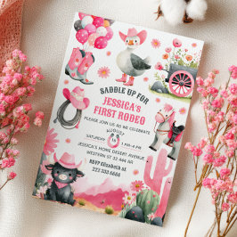 Invitación Primer cumpleaños occidental de Rodeo Silly Goose 