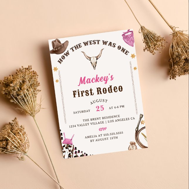 Invitación Primer cumpleaños occidental Rodeo Rústico Cowboy (Subido por el creador)