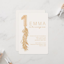 Invitación Primer cumpleaños Pampas Balloon Garland Invitació