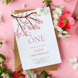 Invitación Primer cumpleaños primavera cerezo florecimiento f