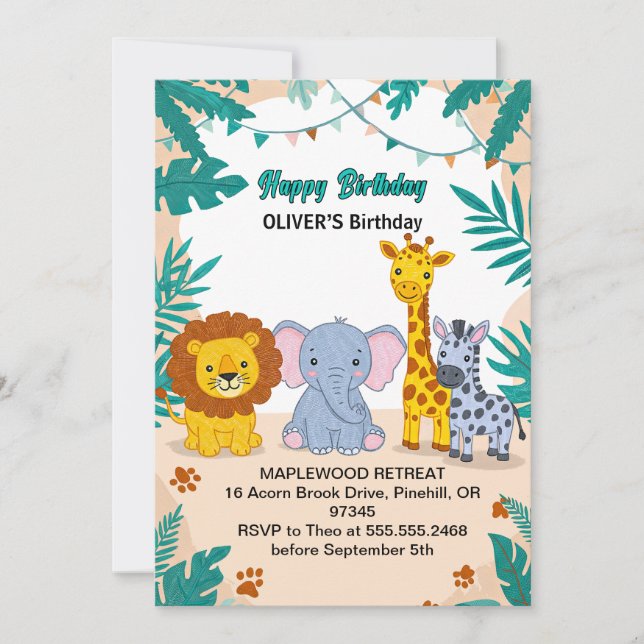 Invitación Primer cumpleaños, primer cumpleaños (Anverso)