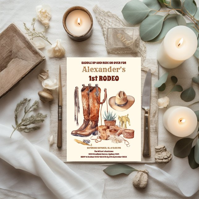 Invitación Primer cumpleaños rodeo de Cowboy occidental (Subido por el creador)
