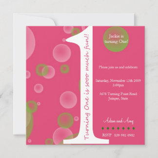 Invitación Primer cumpleaños rosado #1