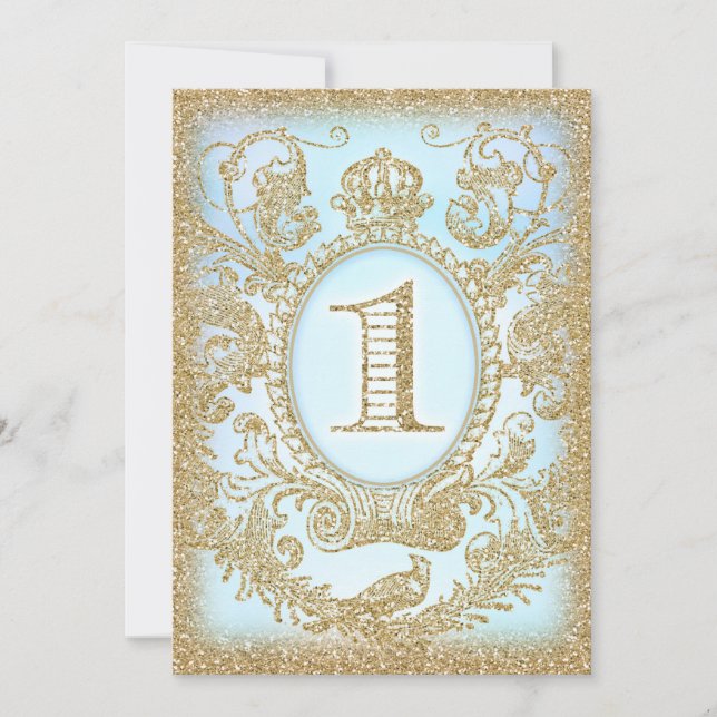 Invitación Primer cumpleaños, un príncipe (Anverso)
