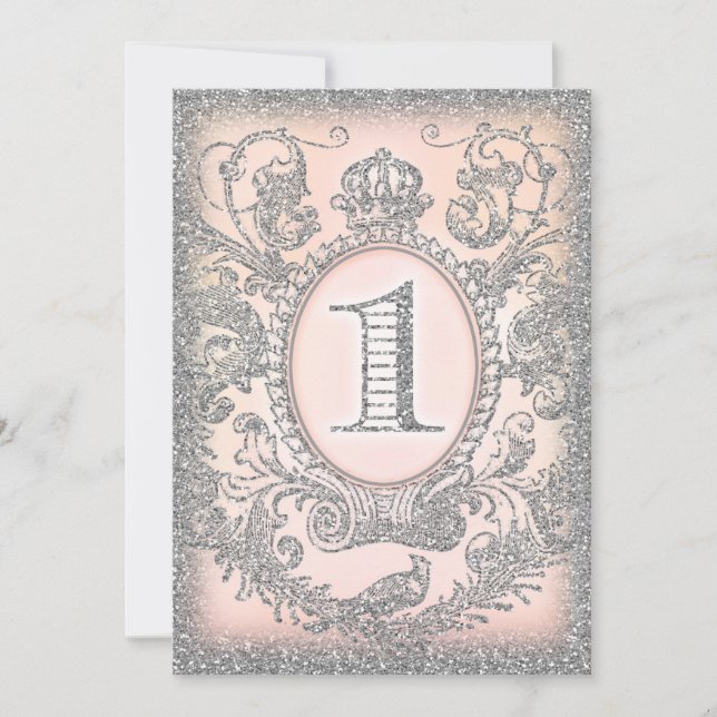 Invitación Primer cumpleaños una vez, Princesa Plata (Anverso)
