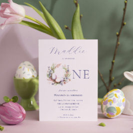 Invitación Primer cumpleaños | Wreath de Huevos Florales de P