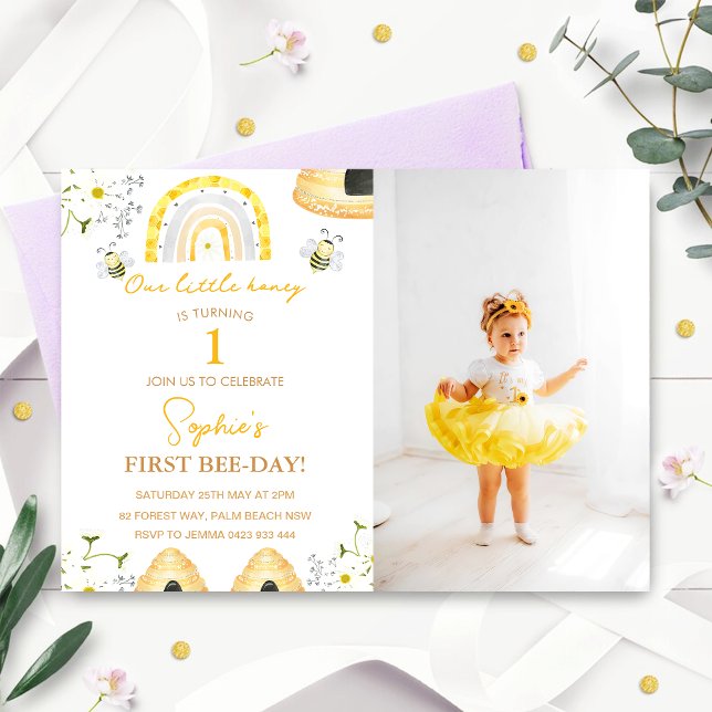 Invitación Primer Día de Abejas Chicas de Abejas Bumble Foto  (Subido por el creador)