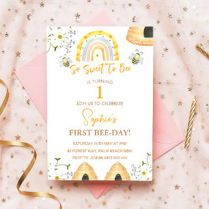 Invitación Primer Día De Abejas Tan Dulce Para Apostar