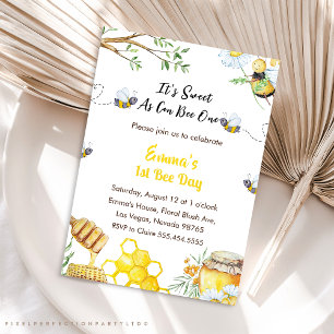 Invitación Primer Día De Abejas Tan Dulce Para Ser Fiesta De 
