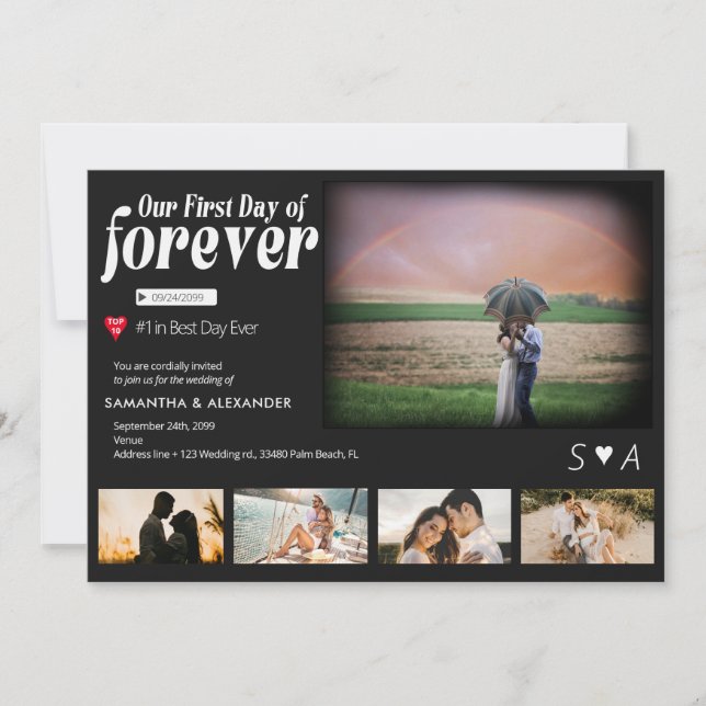 Invitación Primer día de Forever Movie Poster 5 Photo Boda (Anverso)