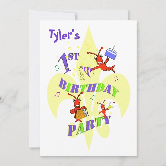 Invitación Primer Día de la fiesta de cumpleaños de Cajun Cra (Anverso)