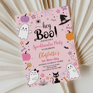 Invitación Primer Día del Boo Día de Halloween Pink Spooktacu