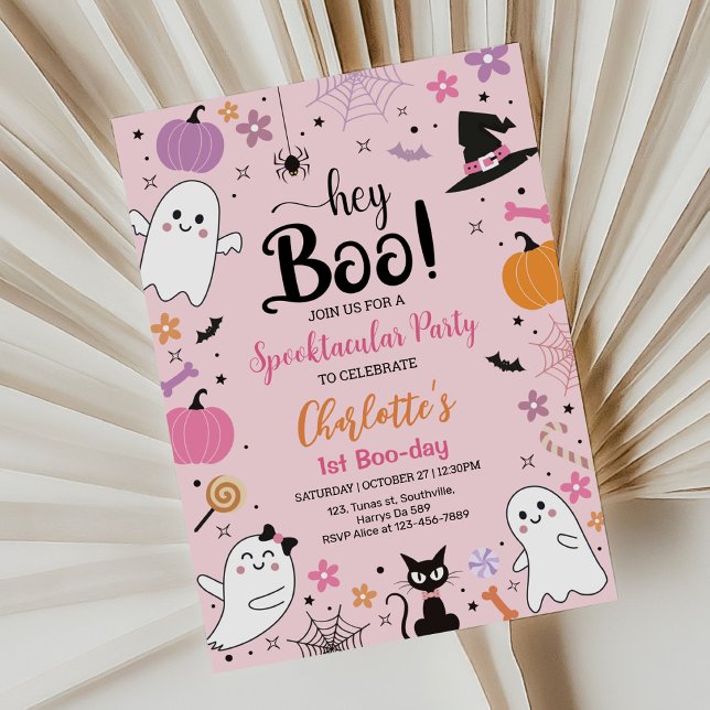 Invitación Primer Día del Boo Día de Halloween Pink Spooktacu (Subido por el creador)