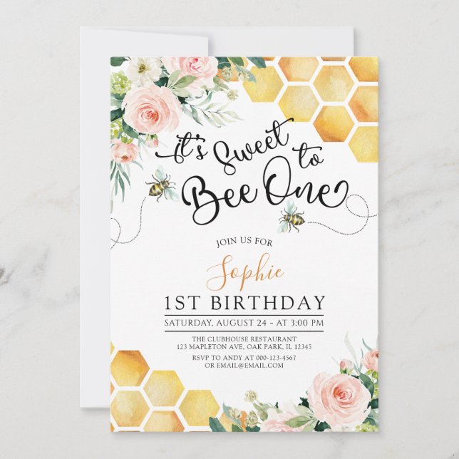 Invitación Primer día dulce para ser primer cumpleaños (Anverso)