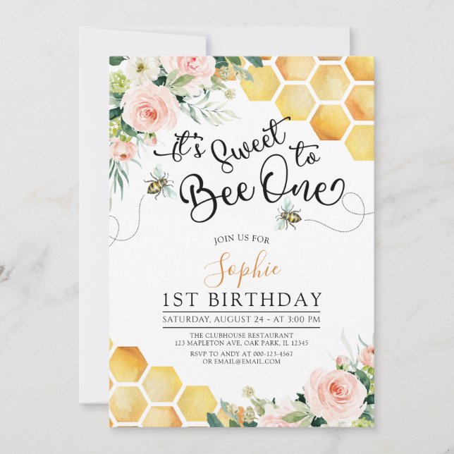 Invitación Primer día dulce para ser primer cumpleaños (Anverso)