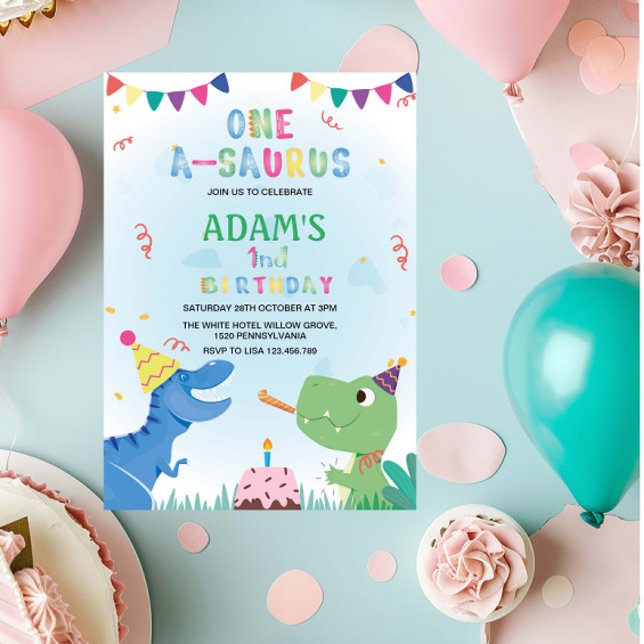 Invitación Primer Dinosaurio y Pastel de Cumpleaños (Subido por el creador)