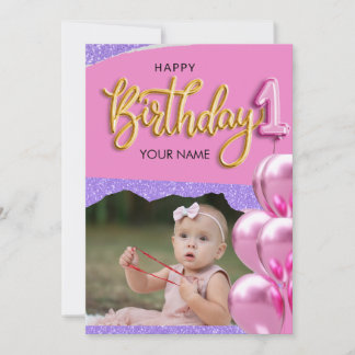 Invitación Primer diseño de foto de bebé cumpleaños
