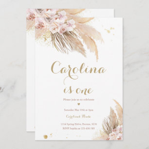 Invitación Primer Fiesta bohemio Boho Pampas Grass