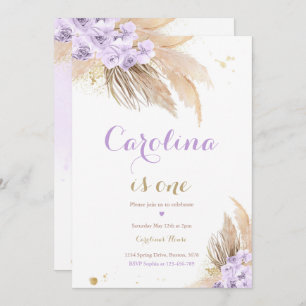 Invitación Primer Fiesta bohemio Boho Pampas Grass