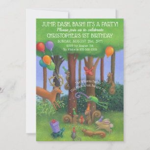 Invitación Primer Fiesta de animales de Woodland