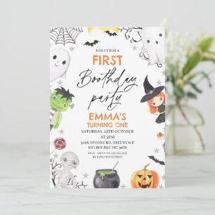 Invitación Primer Fiesta de Boothday de Halloween Primer cump