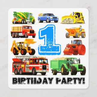 Invitación Primer Fiesta de Camión de Cumpleaños