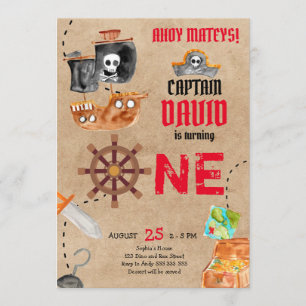 Invitación Primer Fiesta de cumpleaños de Pirata