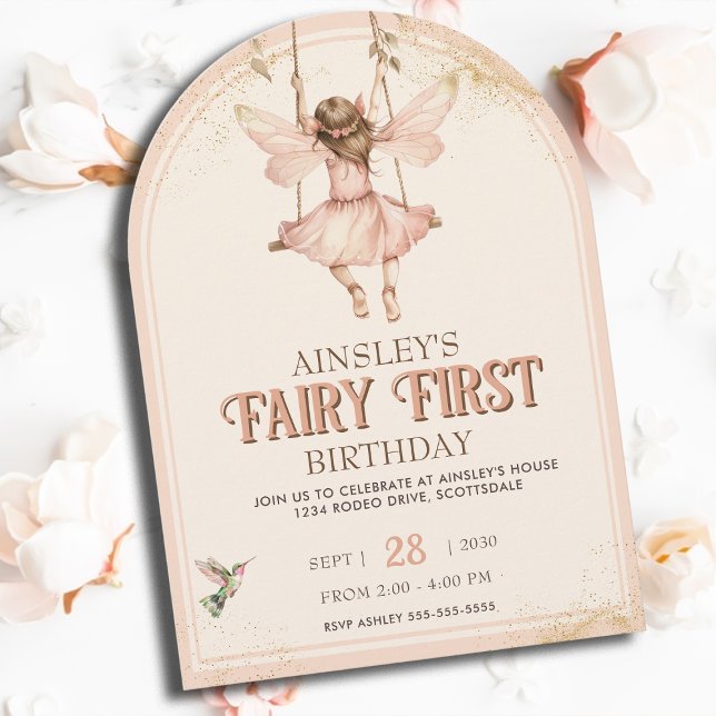 Invitación Primer Fiesta de cumpleaños de Rubor Pink Fairy (Subido por el creador)