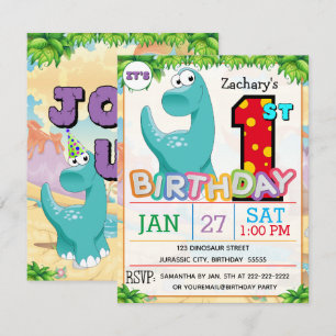 Invitación Primer Fiesta de cumpleaños Dinosaurio