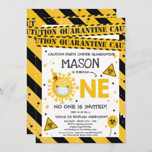 Invitación Primer Fiesta de cumpleaños virtual Cuarentena pri