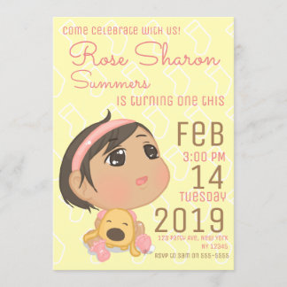 Invitación Primer fiesta de la niña del cumpleaños del rosa y