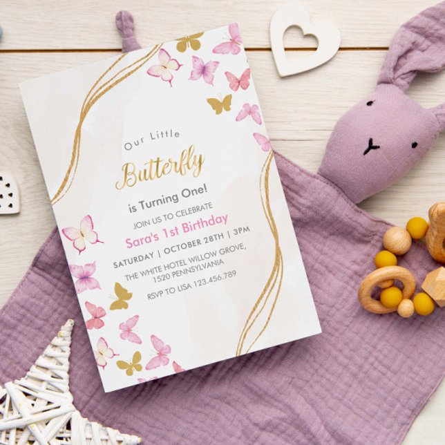 Invitación Primer Fiesta de las mariposas acuáticas de cumple (Subido por el creador)