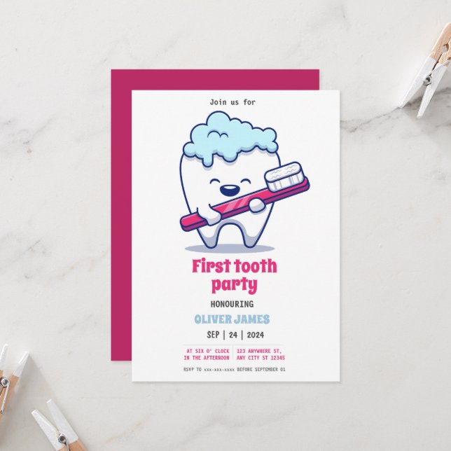Invitación Primer fiesta dental (Anverso/Reverso In Situ)