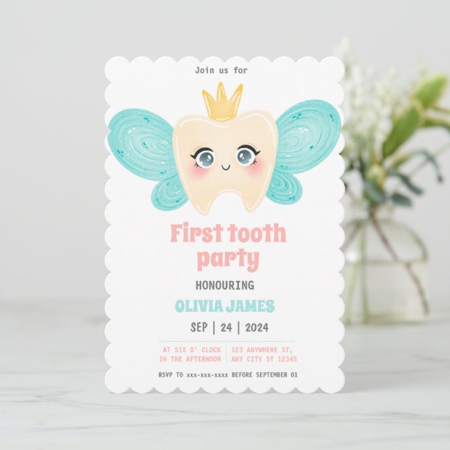 Invitación Primer fiesta dental (Anverso de pie)
