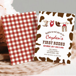 Invitación Primer Invitati de cumpleaños de Rodeo Western Cow