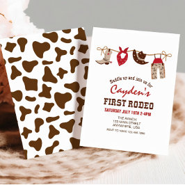 Invitación Primer Invitati de cumpleaños de Rodeo Western Cow