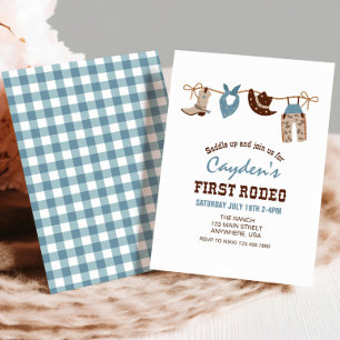 Invitación Primer Invitati de cumpleaños de Rodeo Western Cow