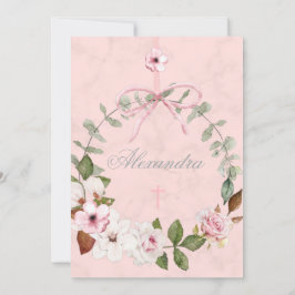 Invitación Primer marco elegante de rosas rosadas de la comun