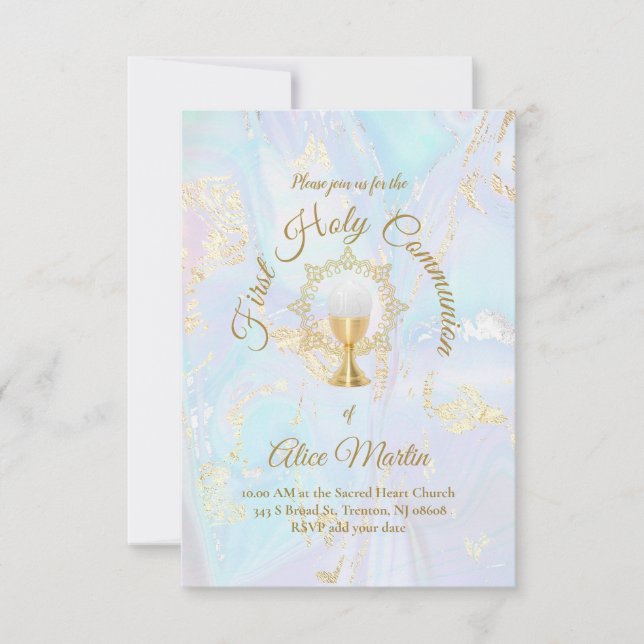 Invitación Primer mármol azul de la Comunión (Anverso)